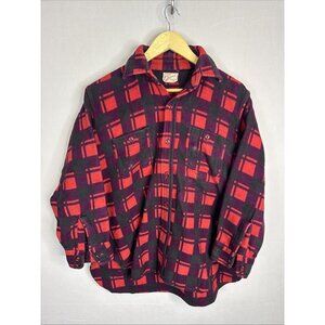 1960s Champion Tientsin Red Plaid Flannel Shirt Men’s 16.5  Vintage Workwear